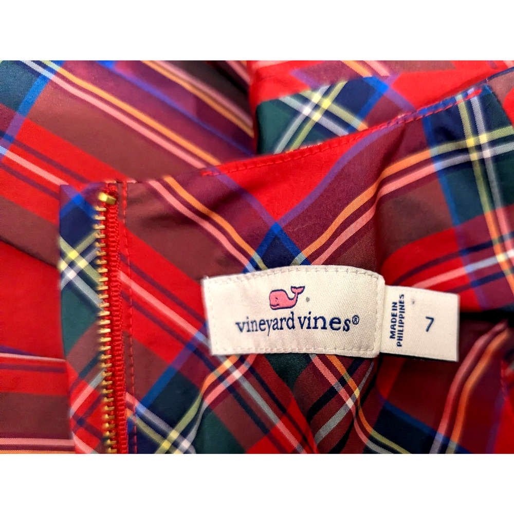 Vineyard Vines Red Plaid Kids Casual Dress - Picture 5 of 6